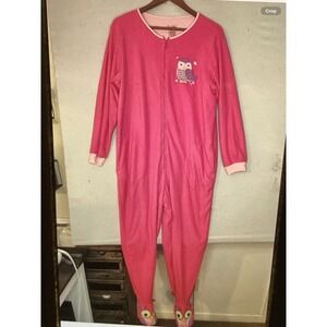 Nick and Nora Women's Fleece Owl Footed Pajama XL Whimsical Retro Nostalgia Flaw